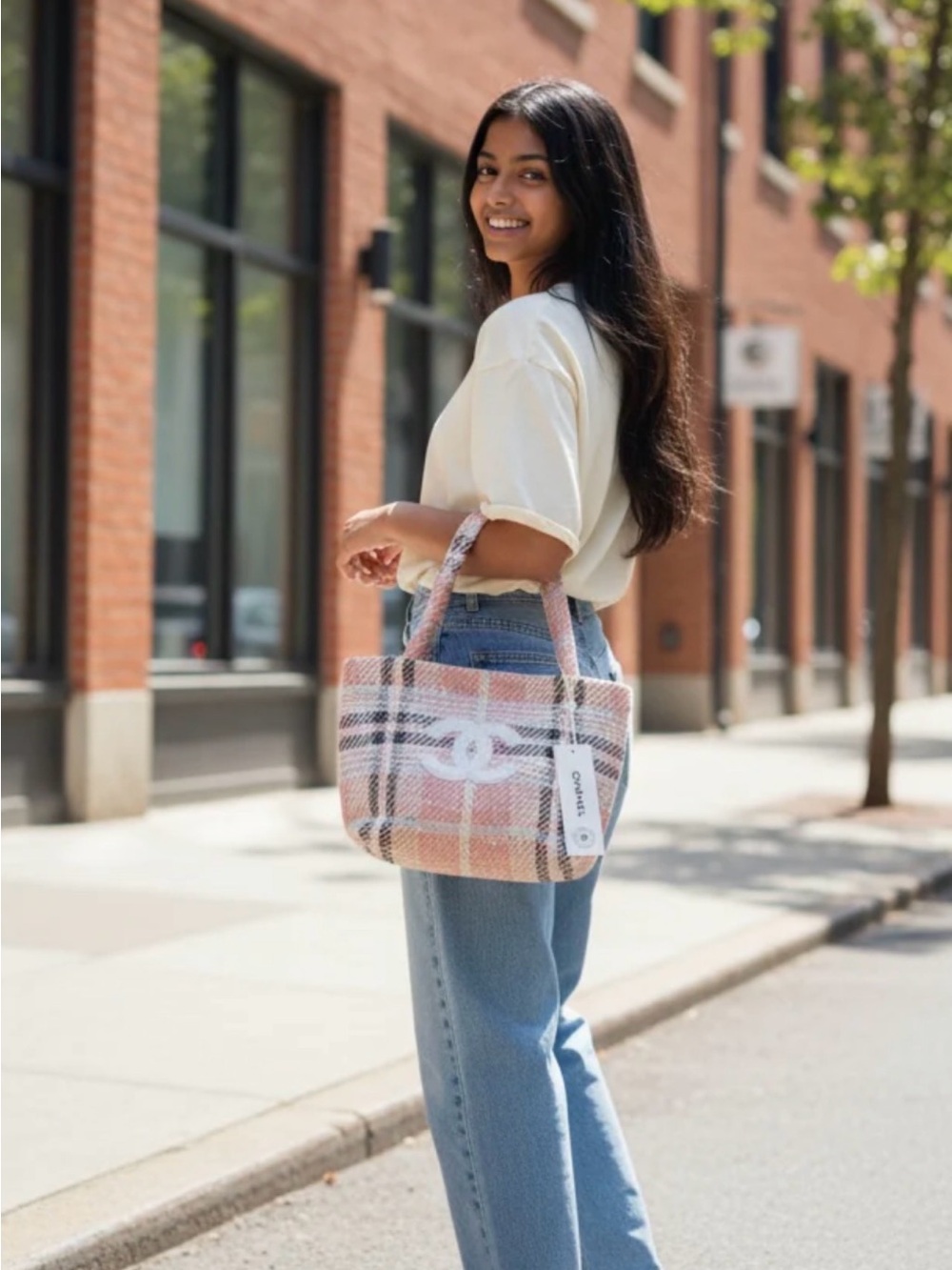 Luxury Plaid Textured Tote Bag GWP